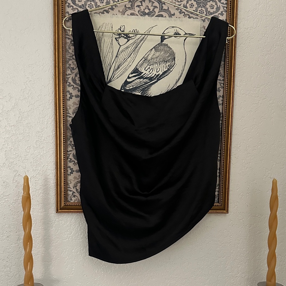 Lush Black Draped Women's Blouse